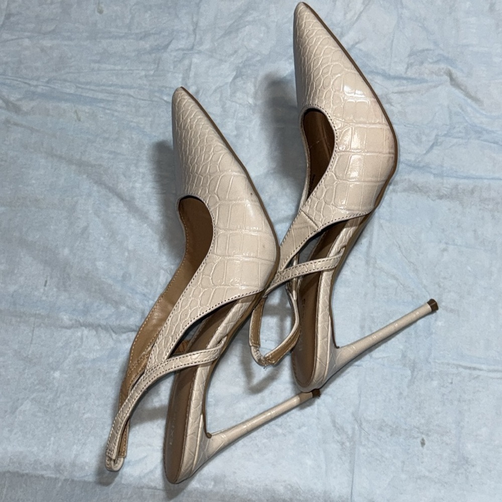 Express Croc embossed cut out sling backs heels pumps women’s shoes Sz 10 - Picture 11 of 13